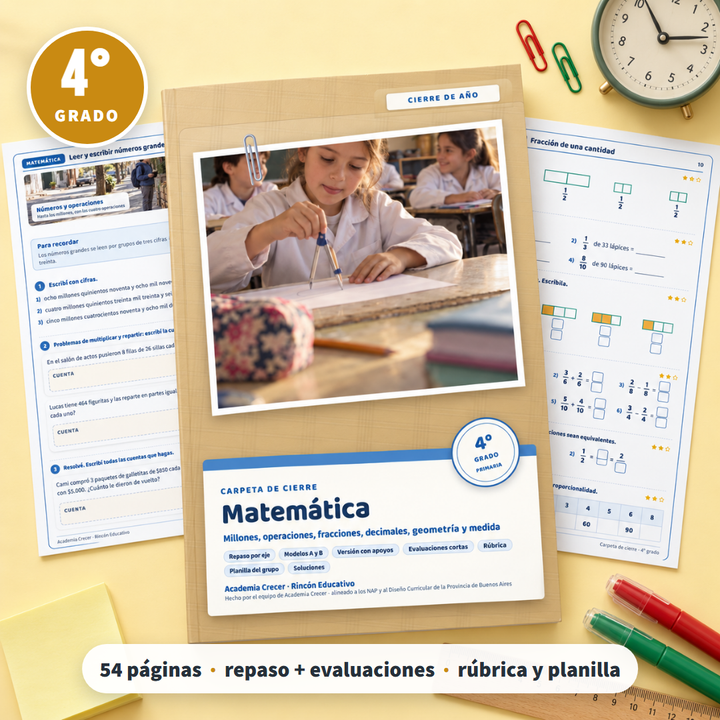 Carpeta de cierre · Matemática · 4° grado | Matemática · portada
