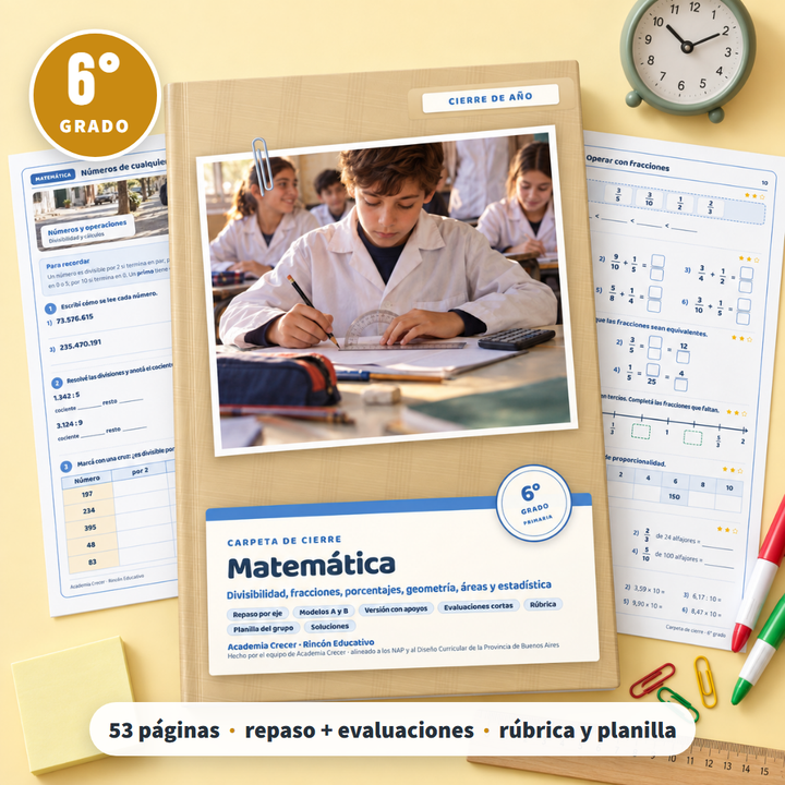 Carpeta de cierre · Matemática · 6° grado | Matemática · portada