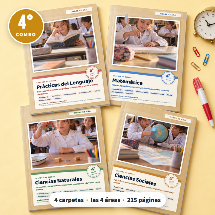Las 4 carpetas de cierre · 4° grado | Combo Docentes · portada