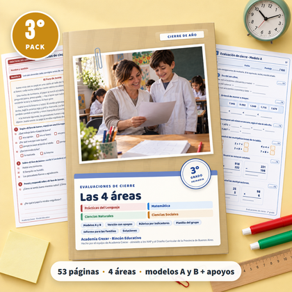 Pack de evaluaciones · 3° grado | Las 4 áreas