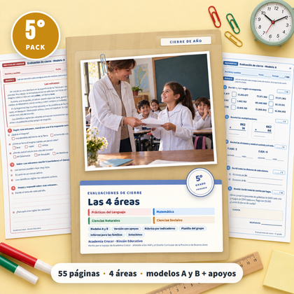 Pack de evaluaciones · 5° grado | Las 4 áreas