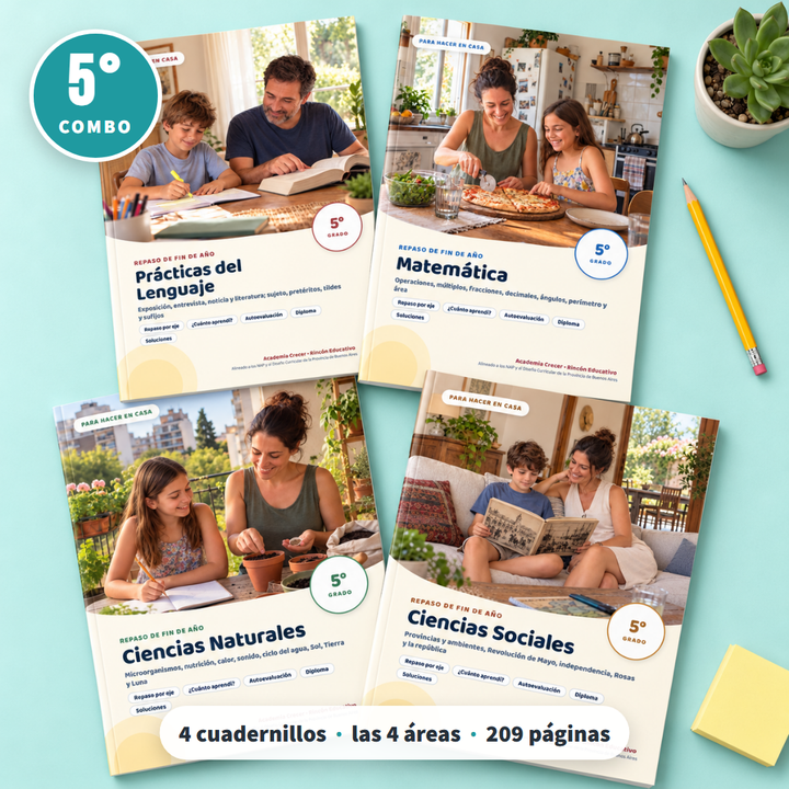 Repaso de las 4 áreas · 5° grado | Combo Familias · portada