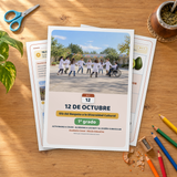 Efemérides 12 de Octubre 1° grado - tapa impresa sobre la mesa