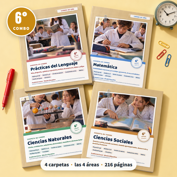 Las 4 carpetas de cierre · 6° grado | Combo Docentes · portada