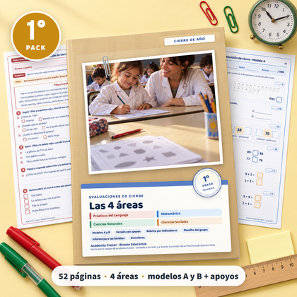 Pack de evaluaciones · 1° grado | Las 4 áreas