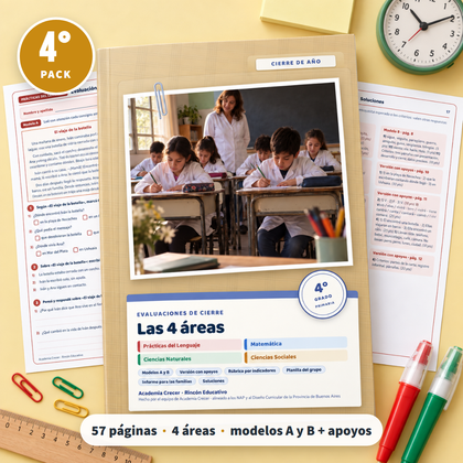Pack de evaluaciones · 4° grado | Las 4 áreas