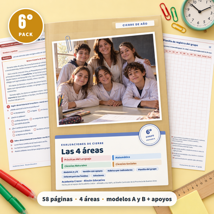 Pack de evaluaciones · 6° grado | Las 4 áreas