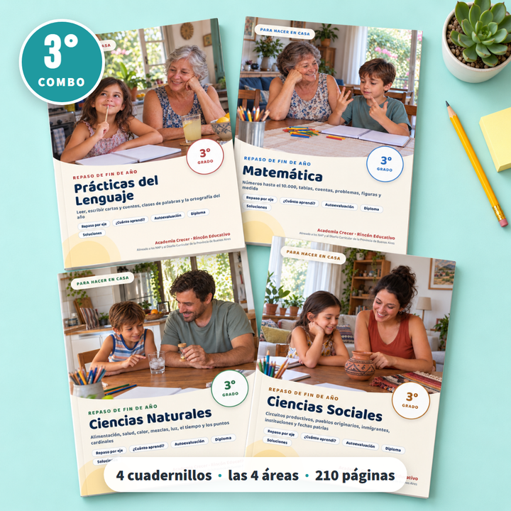 Repaso de las 4 áreas · 3° grado | Combo Familias · portada